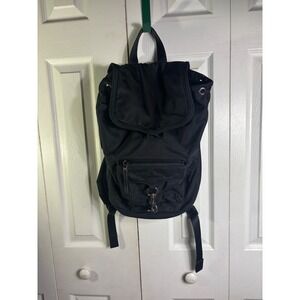 Rebecca‎ Minkoff Black Nylon Drawstring Flap Backpack Bag